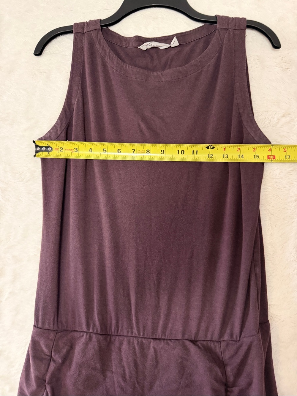 Athleta Tulip Dress M Plum Purple Ruched Side Sleeveless Cotton Modal Stretch - Picture 8 of 11